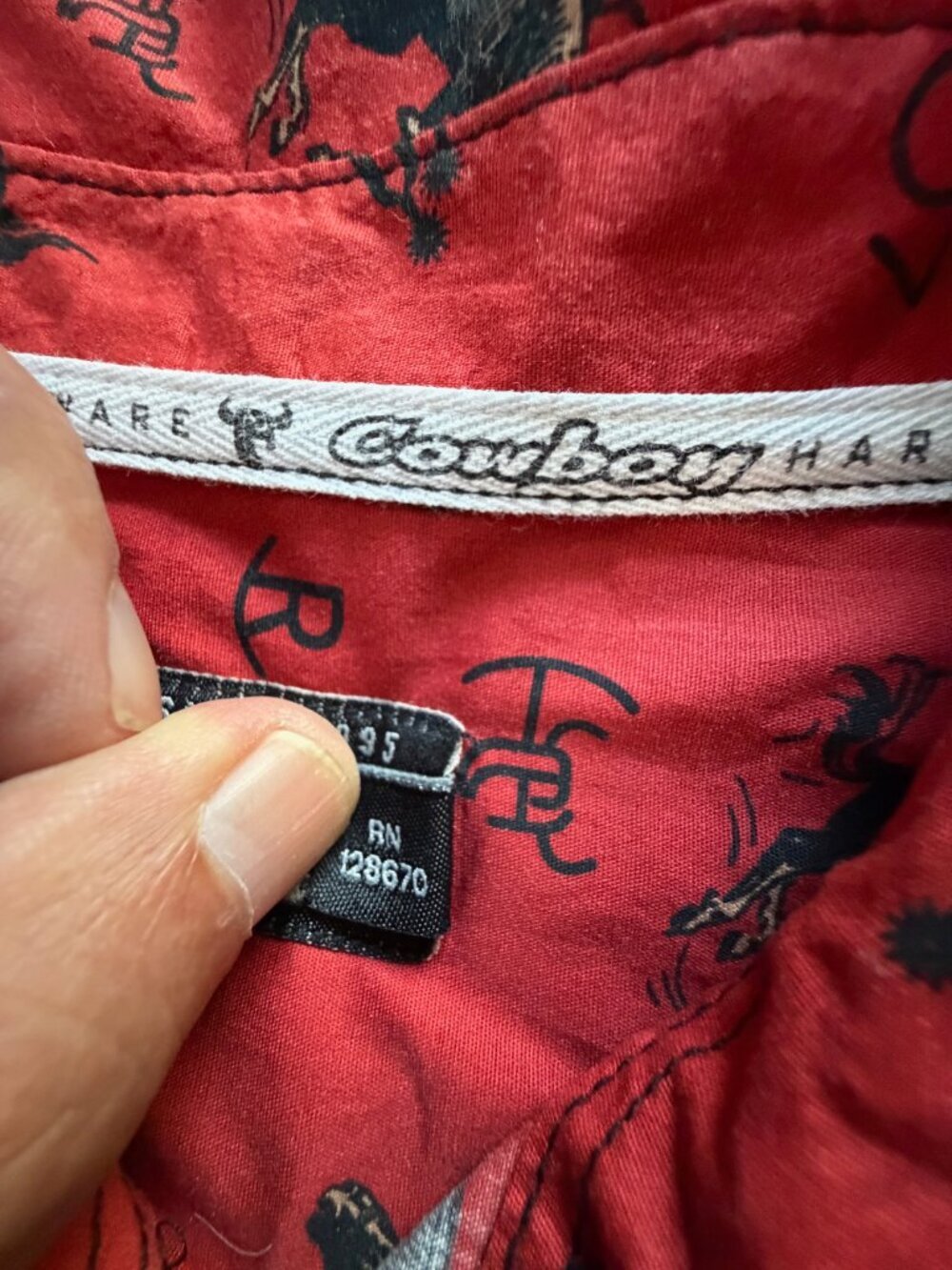 Cowboy Hardware Mens Vintage Bronc Red Stretch Western Pearl Snap Shirt Large - Picture 6 of 13